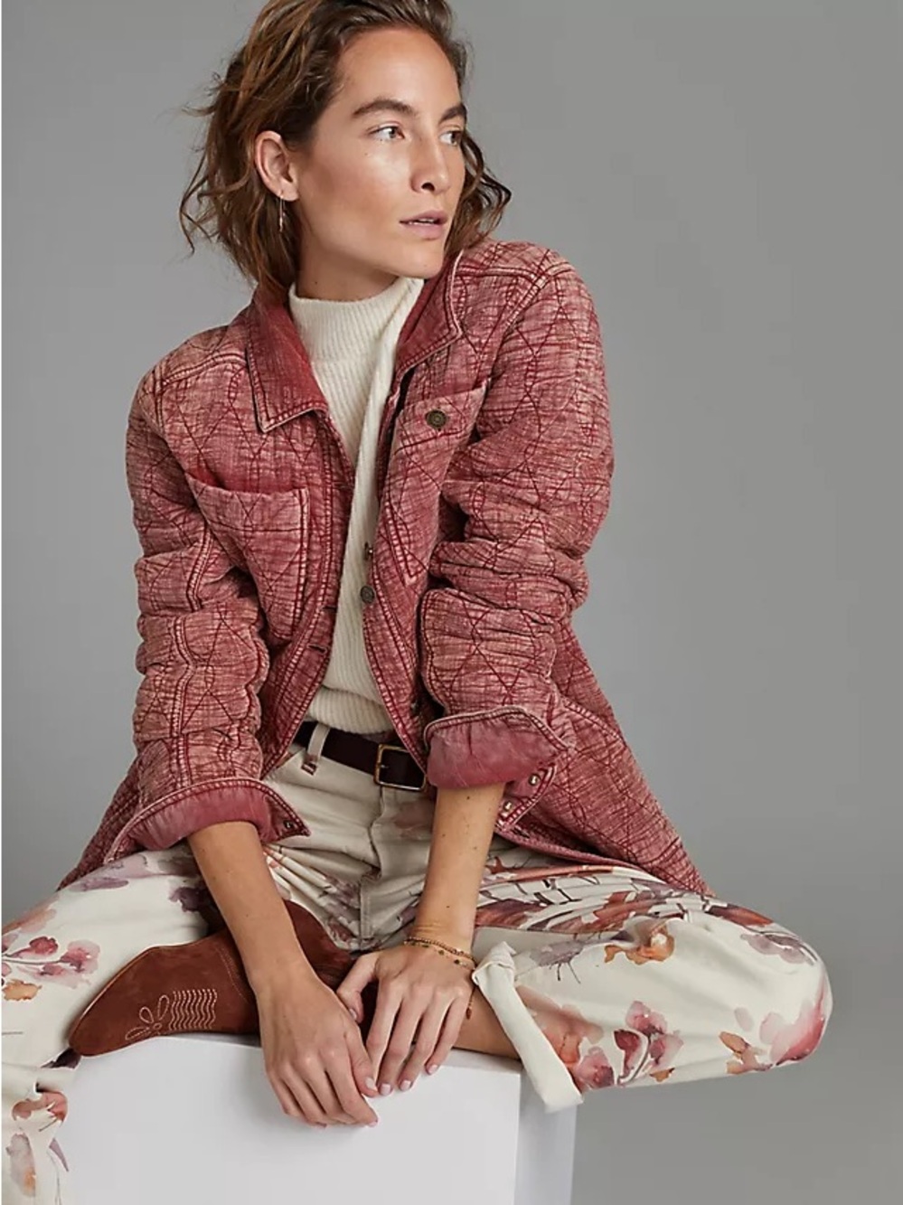 Pilcro Faded Rose Button-Front  Jacket